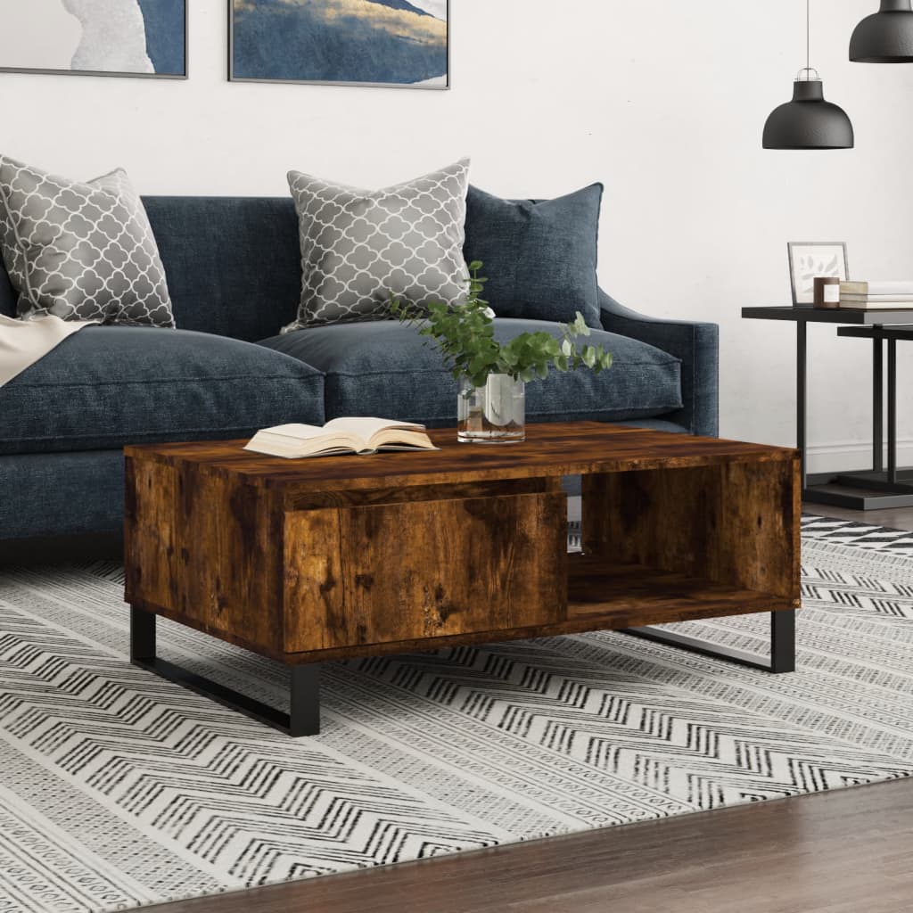 sofabord 90x60x35 cm konstrueret træ røget egetræsfarve