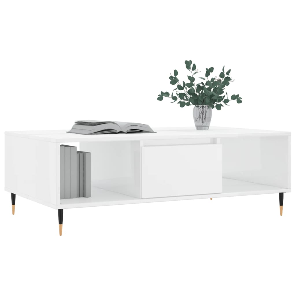 sofabord 104x60x35 cm konstrueret træ hvid højglans
