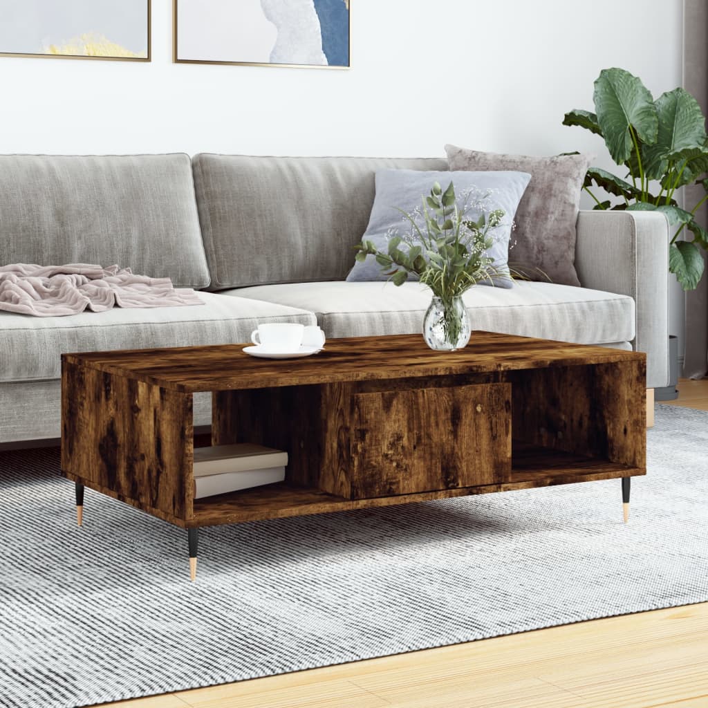 sofabord 104x60x35 cm konstrueret træ røget egetræsfarve