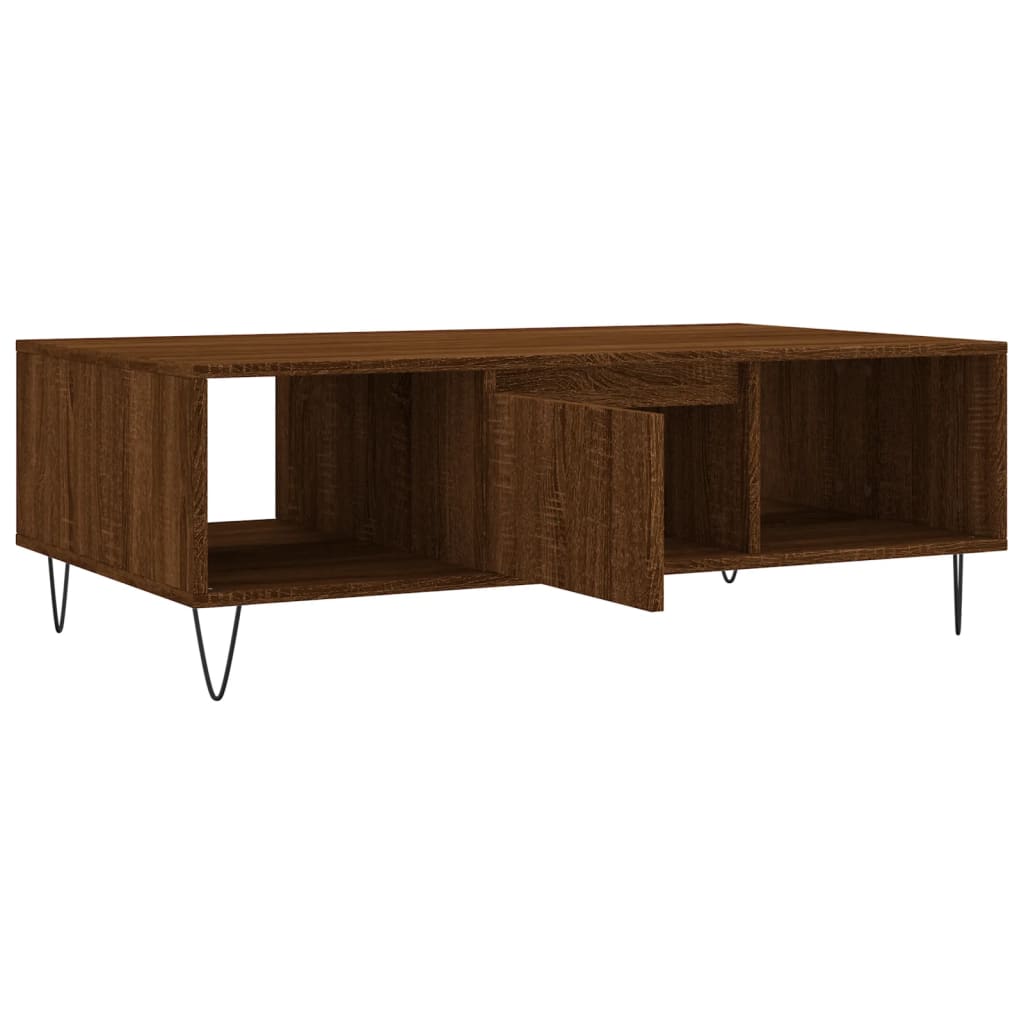 sofabord 104x60x35 cm konstrueret træ brun egetræsfarve