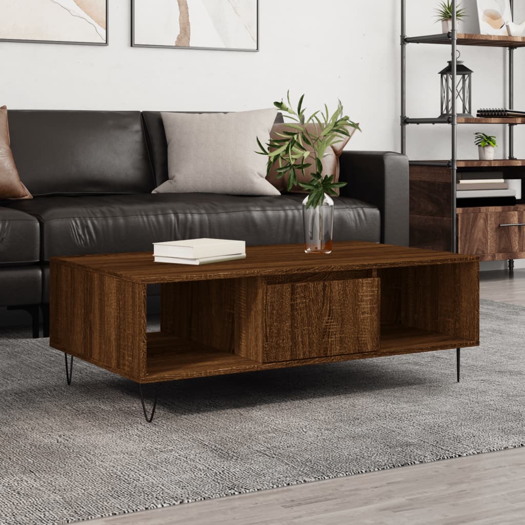 sofabord 104x60x35 cm konstrueret træ brun egetræsfarve