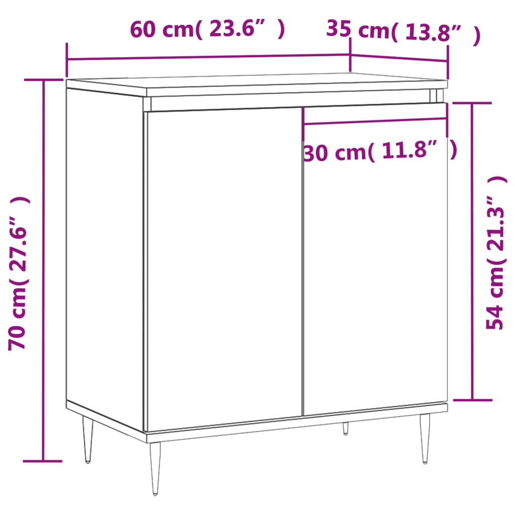 skænk 60x35x70 cm konstrueret træ hvid