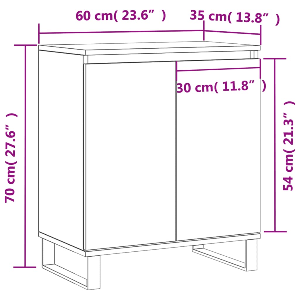 skænk 60x35x70 cm konstrueret træ hvid