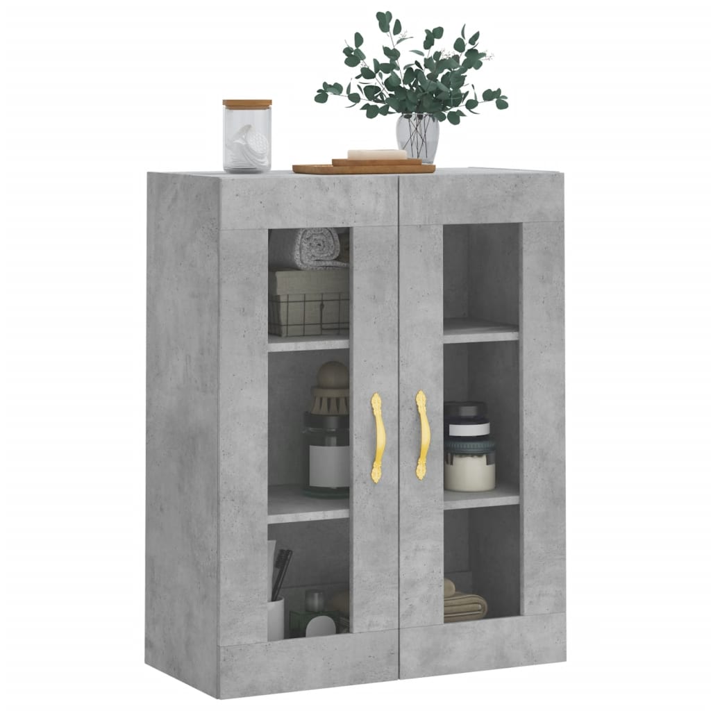 væghængt skab 69,5x34x90 cm konstrueret træ betongrå