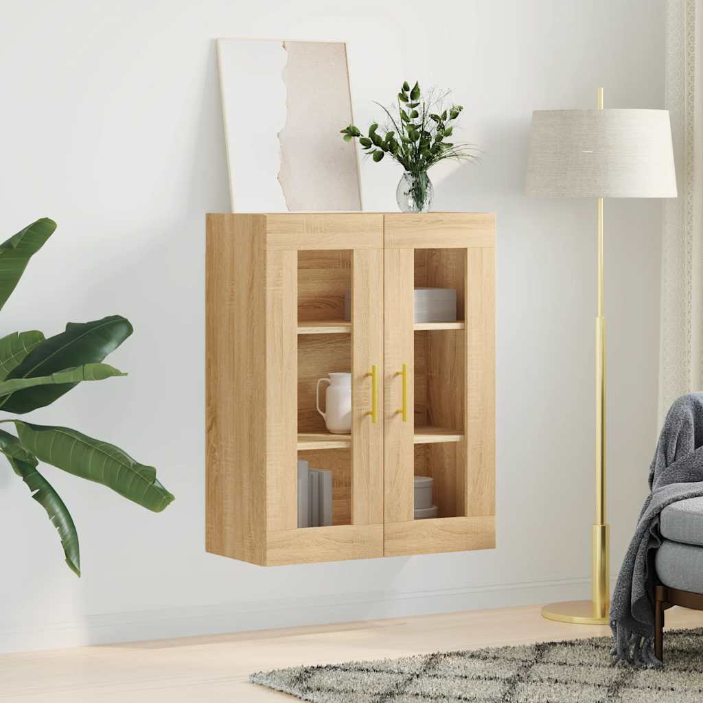 væghængt skab 69,5x34x90 cm konstrueret træ sonoma-eg
