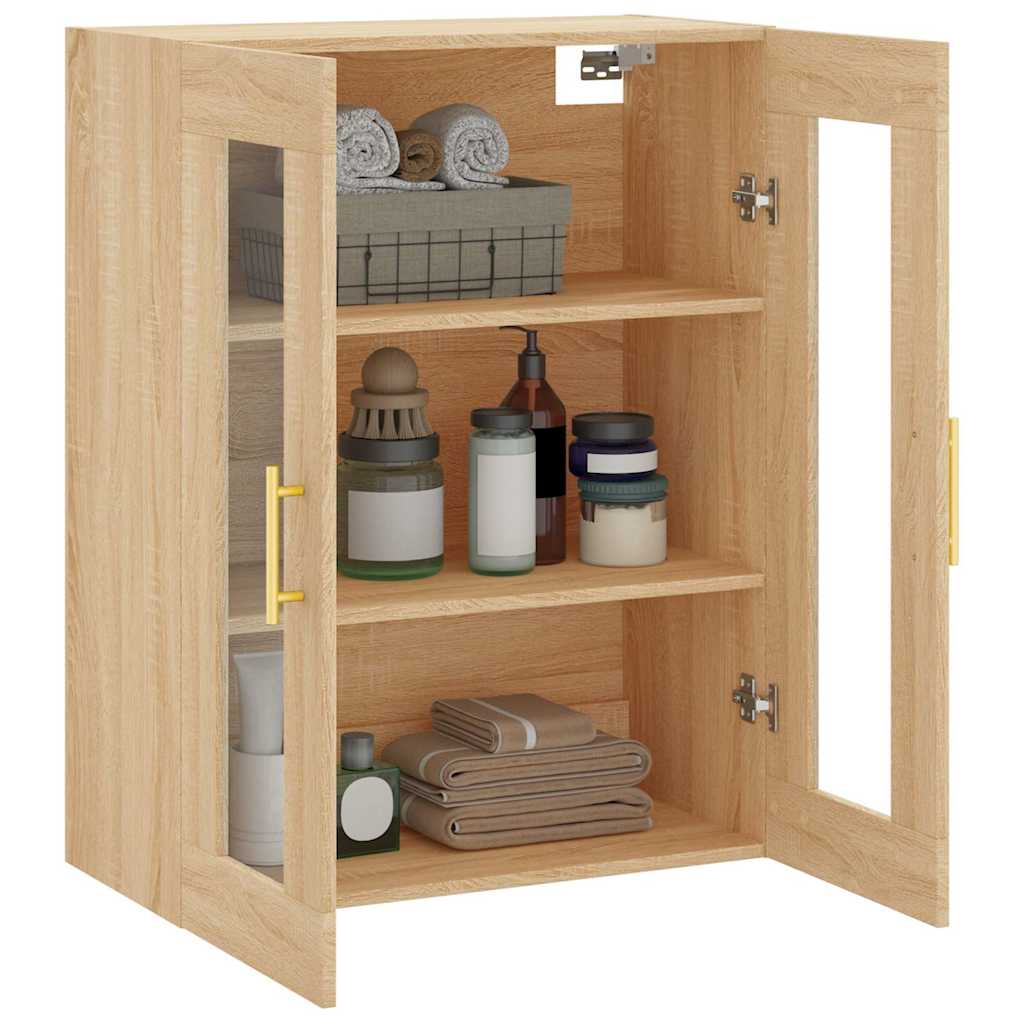 væghængt skab 69,5x34x90 cm konstrueret træ sonoma-eg