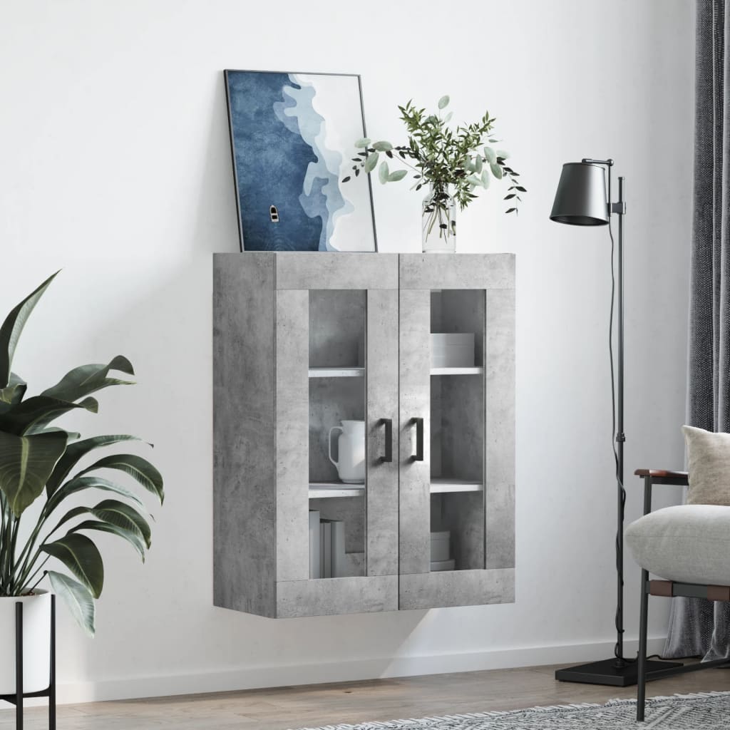 væghængt skab 69,5x34x90 cm konstrueret træ betongrå
