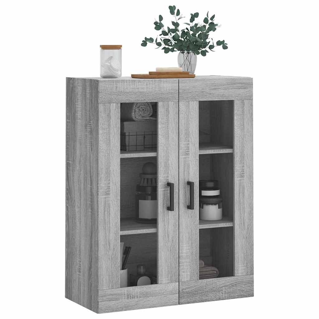 væghængt skab 69,5x34x90 cm konstrueret træ grå sonoma-eg