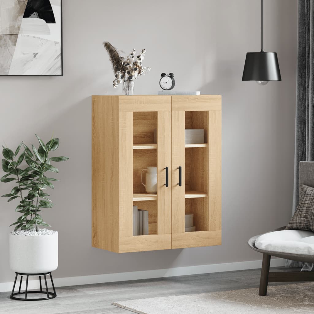 væghængt skab 69,5x34x90 cm konstrueret træ sonoma-eg