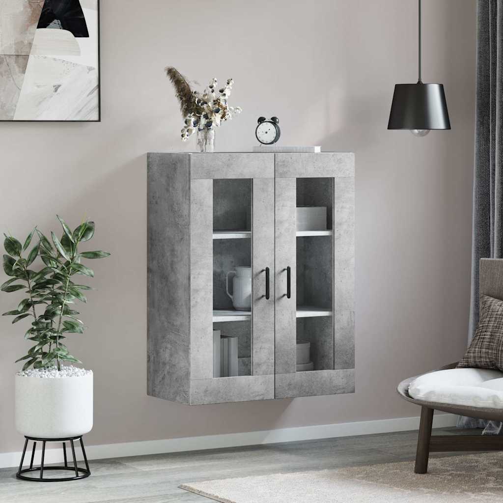 væghængt skab 69,5x34x90 cm konstrueret træ betongrå