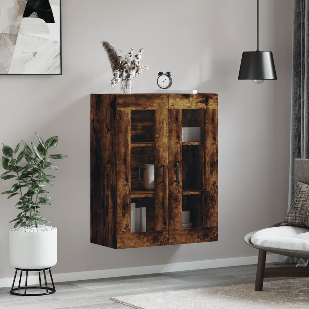 væghængt skab 69,5x34x90 cm konstrueret træ røget sonoma-eg