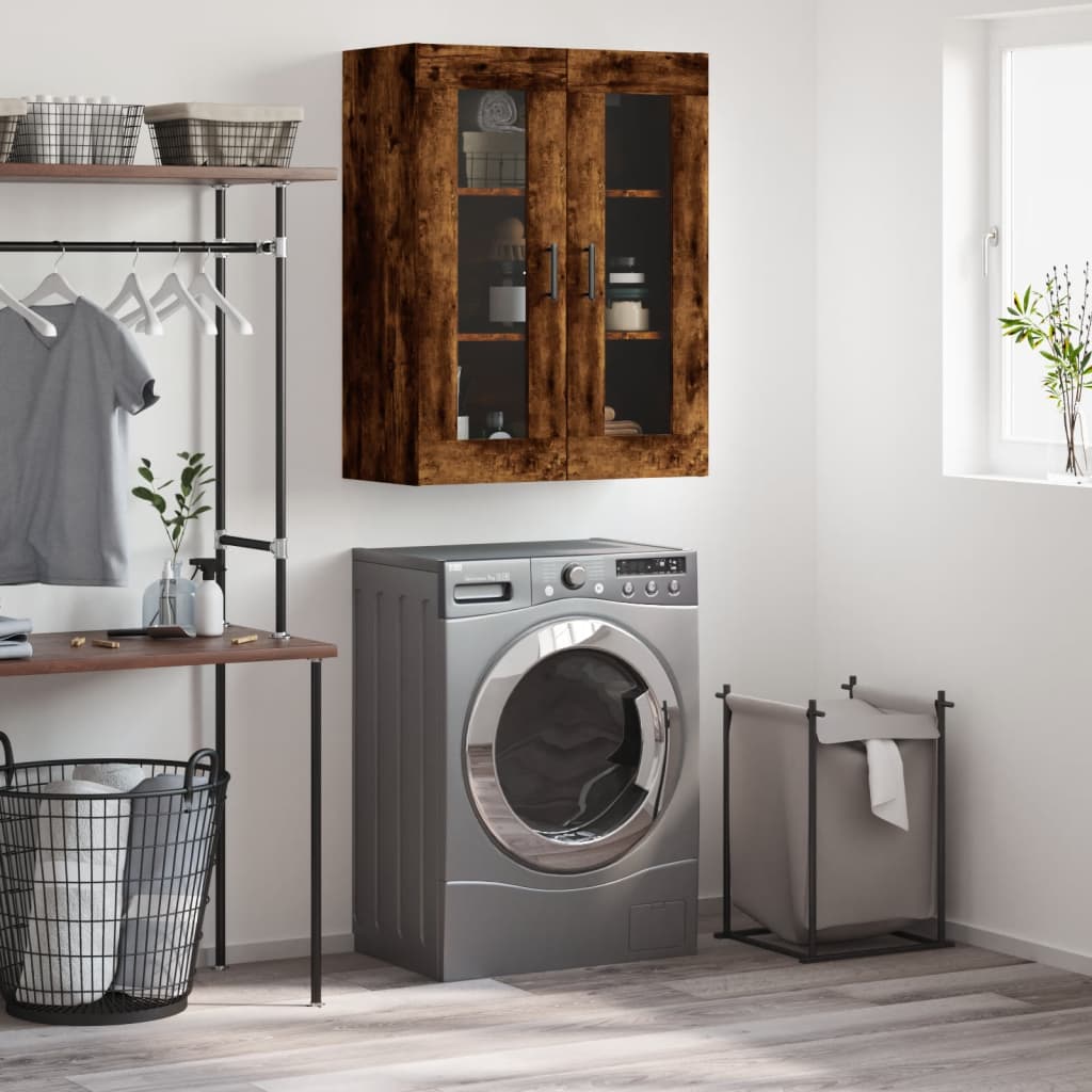 væghængt skab 69,5x34x90 cm konstrueret træ røget sonoma-eg