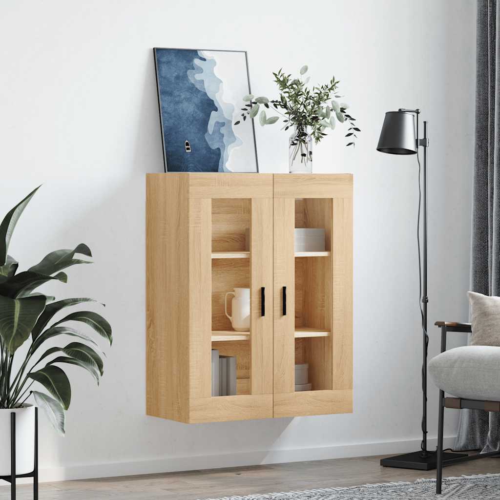 væghængt skab 69,5x34x90 cm konstrueret træ sonoma-eg