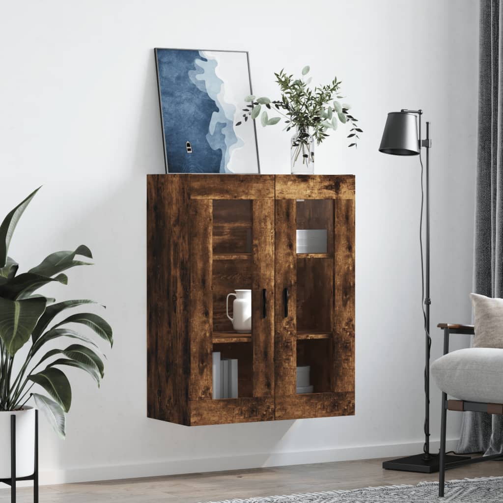 væghængt skab 69,5x34x90 cm konstrueret træ røget sonoma-eg