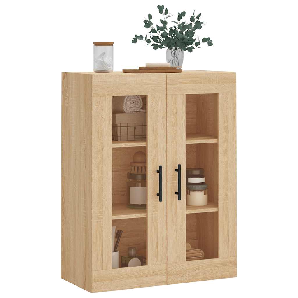 væghængt skab 69,5x34x90 cm konstrueret træ sonoma-eg