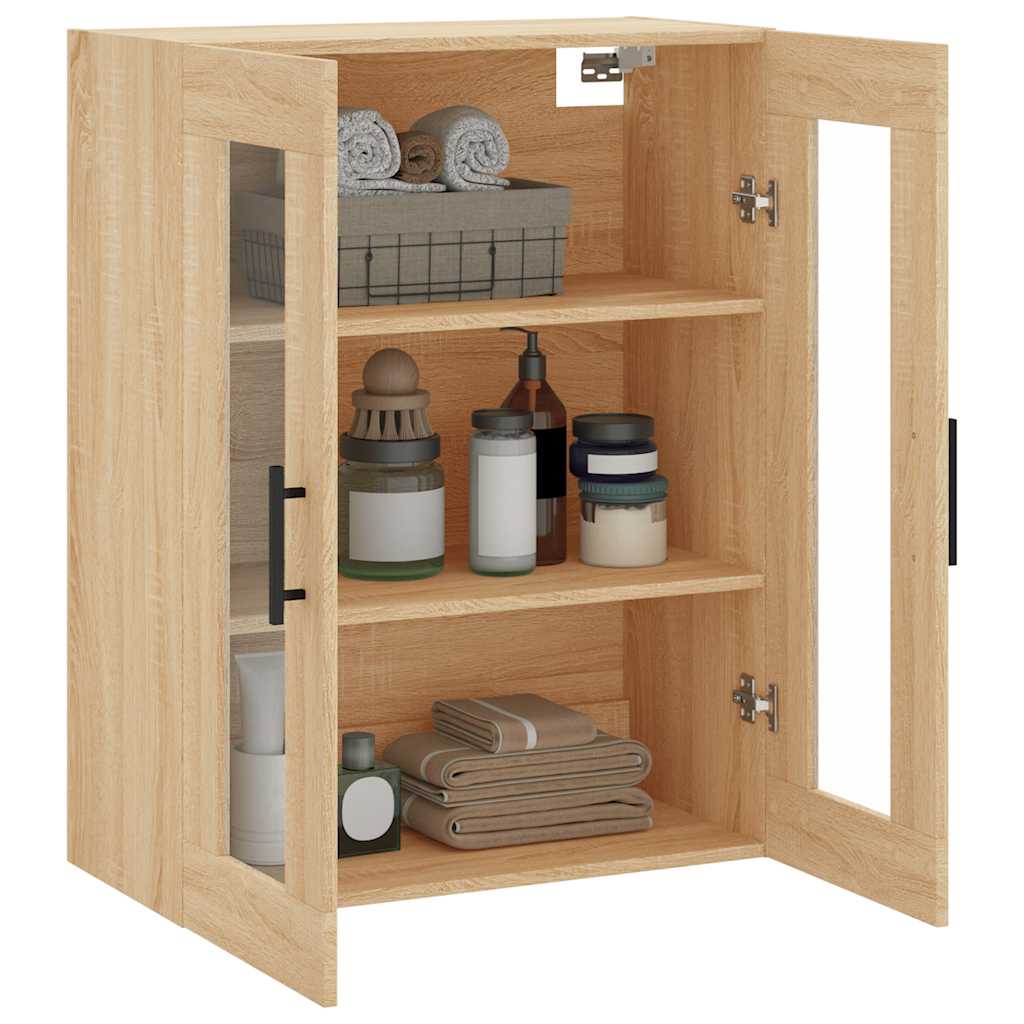 væghængt skab 69,5x34x90 cm konstrueret træ sonoma-eg
