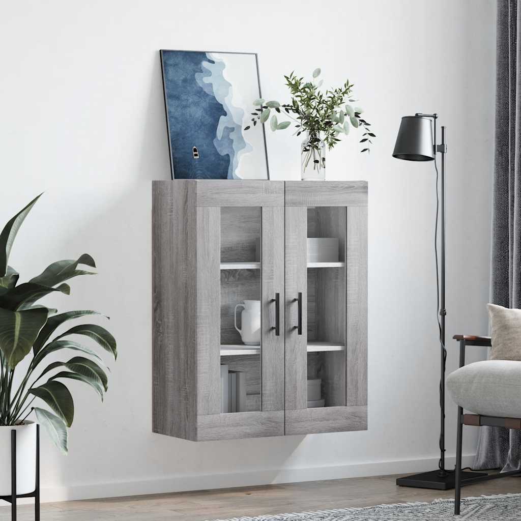 væghængt skab 69,5x34x90 cm konstrueret træ grå sonoma-eg