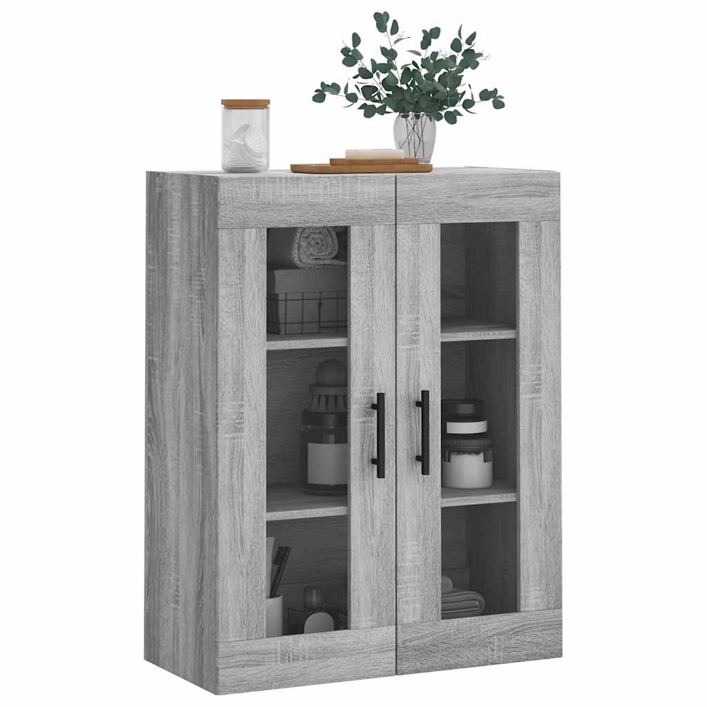 væghængt skab 69,5x34x90 cm konstrueret træ grå sonoma-eg