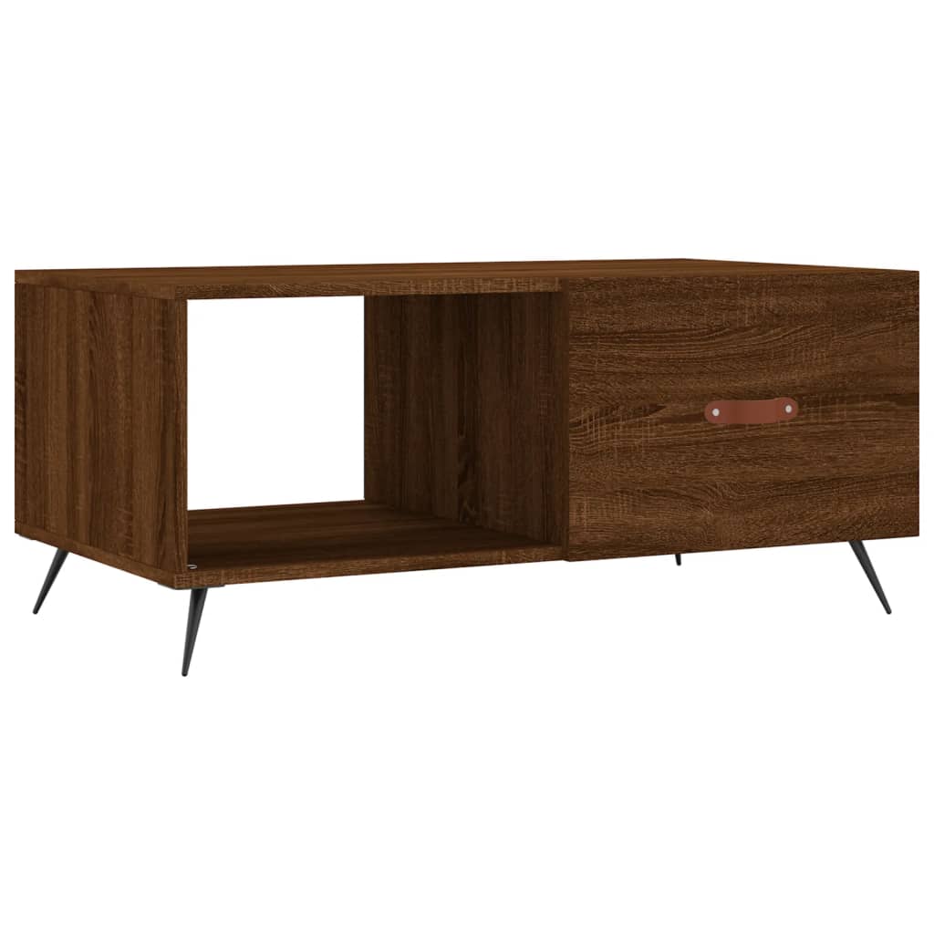 sofabord 90x50x40 cm konstrueret træ brun egetræsfarve