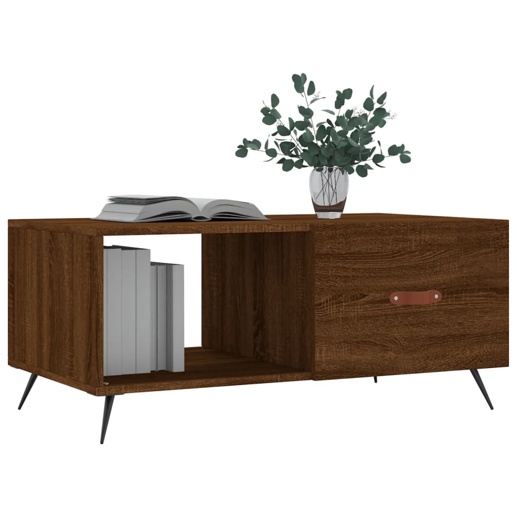 sofabord 90x50x40 cm konstrueret træ brun egetræsfarve