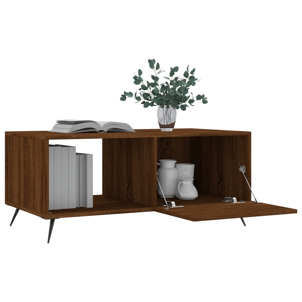 sofabord 90x50x40 cm konstrueret træ brun egetræsfarve