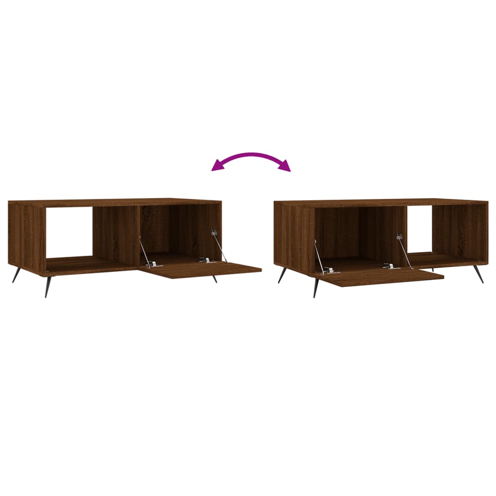 sofabord 90x50x40 cm konstrueret træ brun egetræsfarve