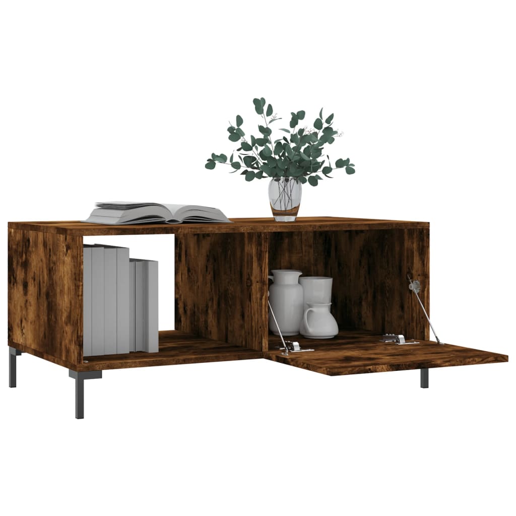 sofabord 90x50x40 cm konstrueret træ røget egetræsfarve