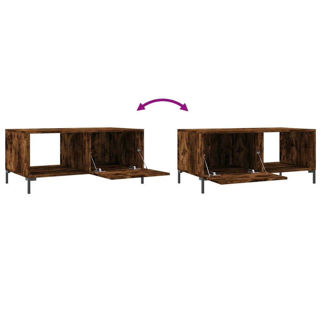 sofabord 90x50x40 cm konstrueret træ røget egetræsfarve