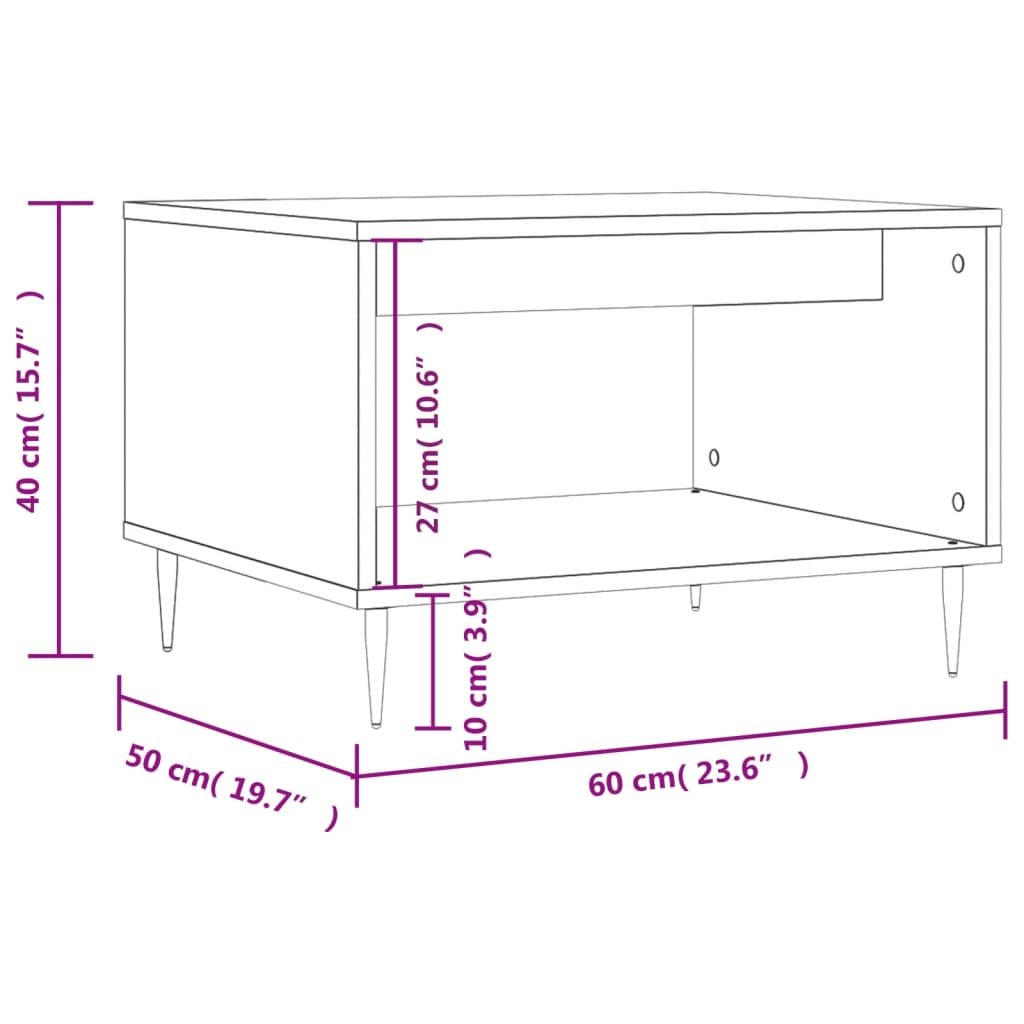 sofabord 60x50x40 cm konstrueret træ hvid