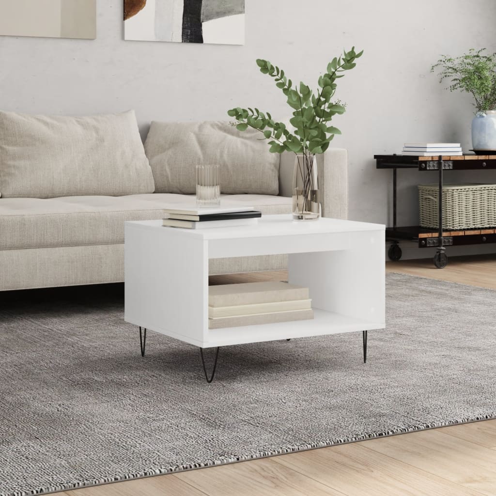 sofabord 60x50x40 cm konstrueret træ hvid