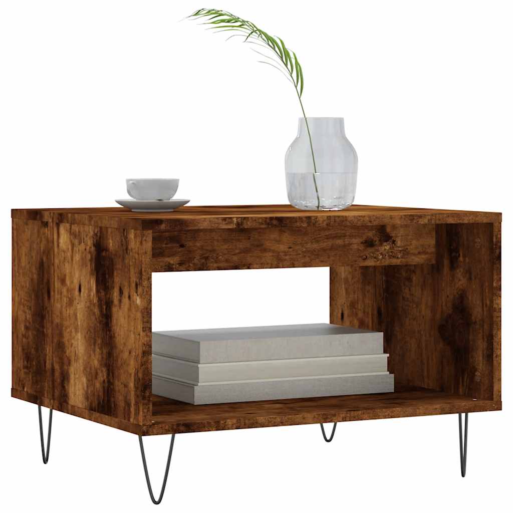 sofabord 60x50x40 cm konstrueret træ røget egetræsfarve