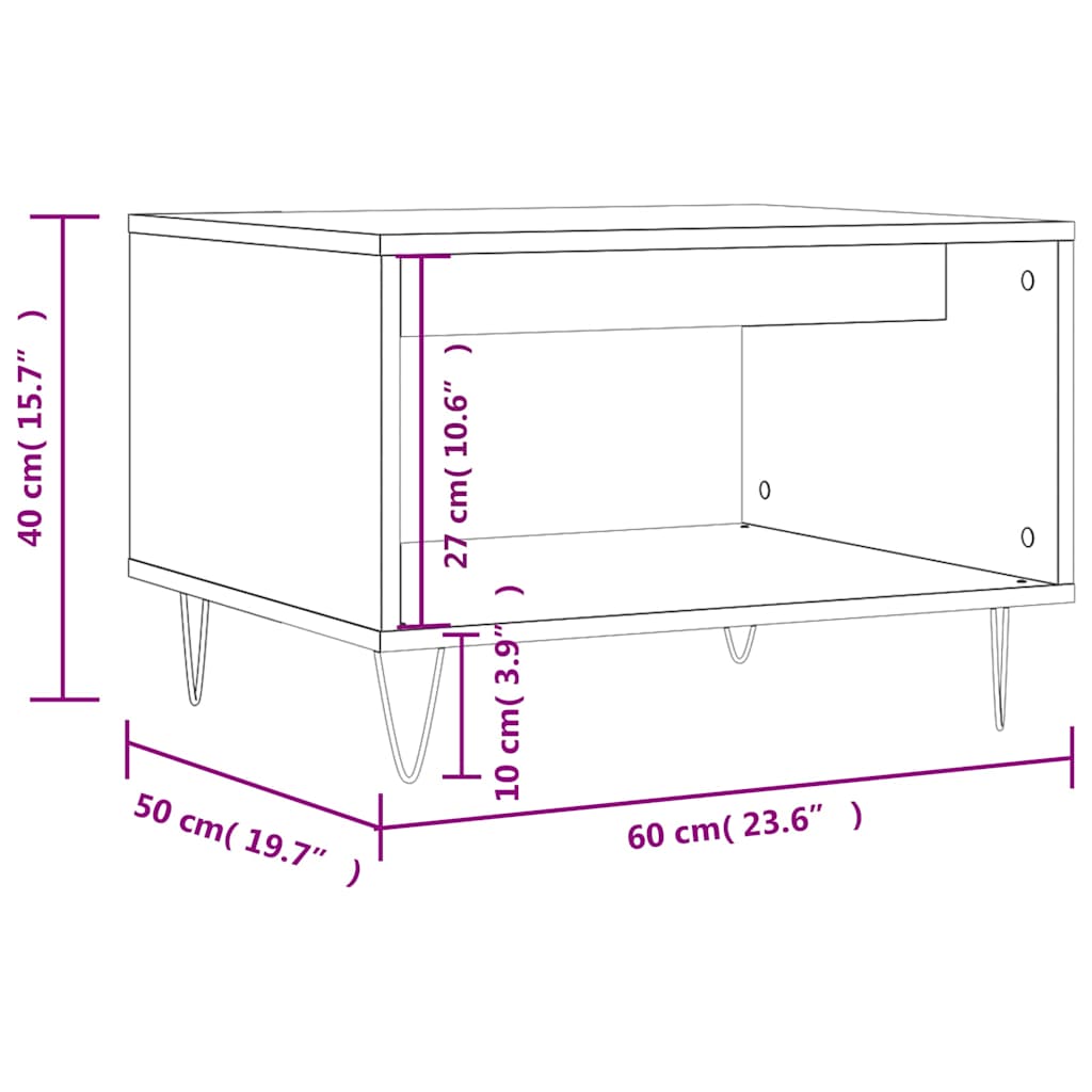 sofabord 60x50x40 cm konstrueret træ røget egetræsfarve