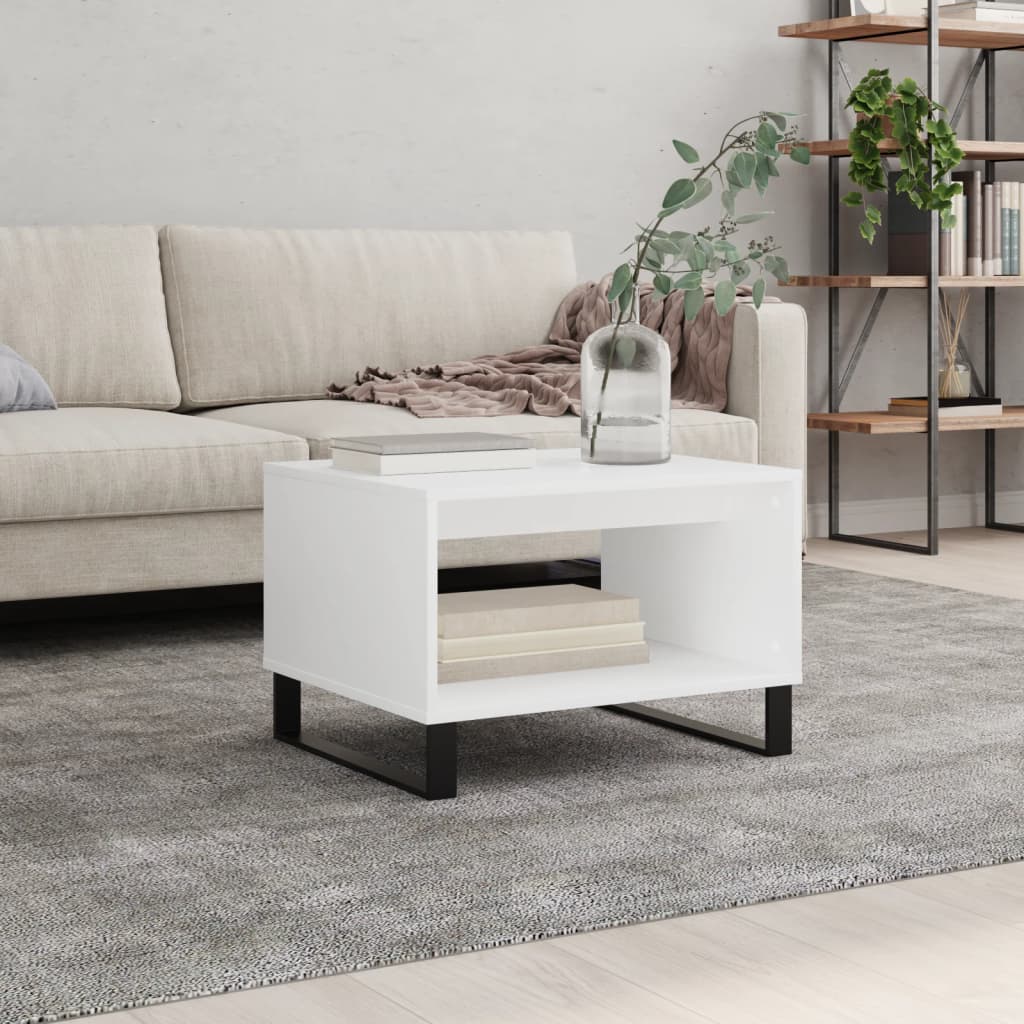 sofabord 60x50x40 cm konstrueret træ hvid