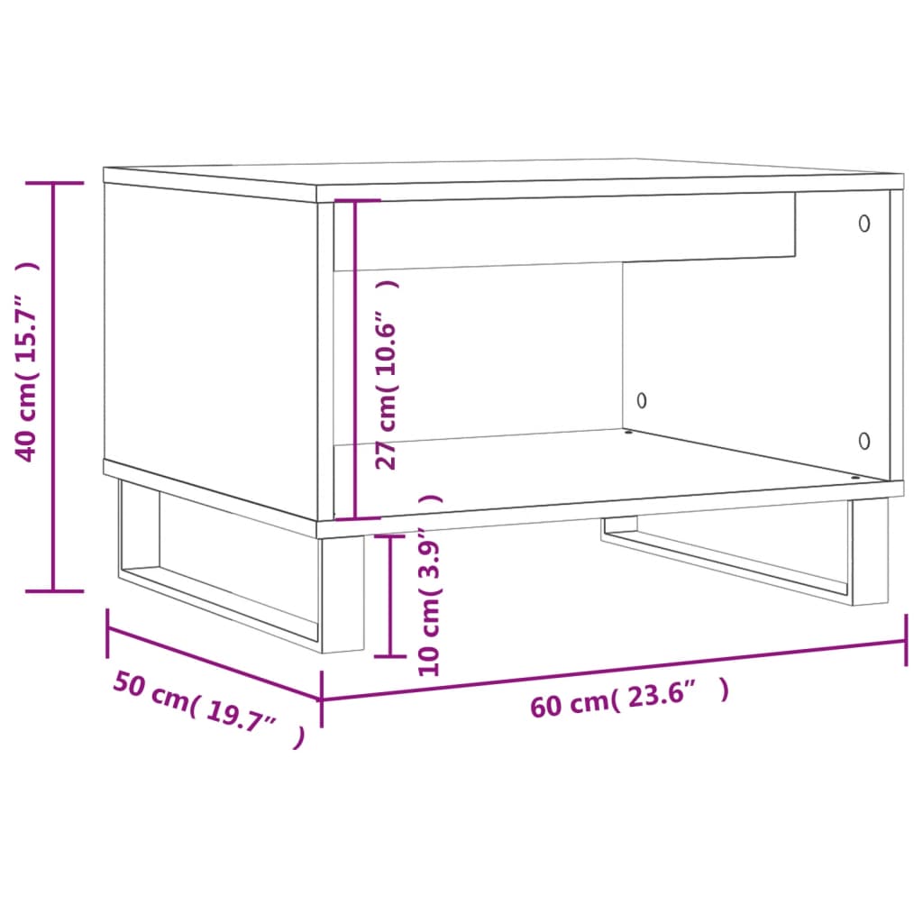 sofabord 60x50x40 cm konstrueret træ sonoma-eg