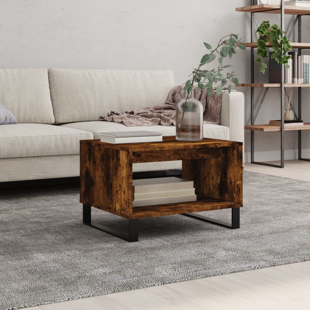 sofabord 60x50x40 cm konstrueret træ røget egetræsfarve