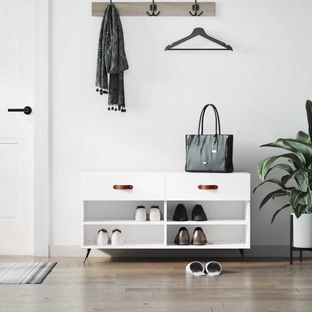 skobænk 102x35x55 cm konstrueret træ hvid