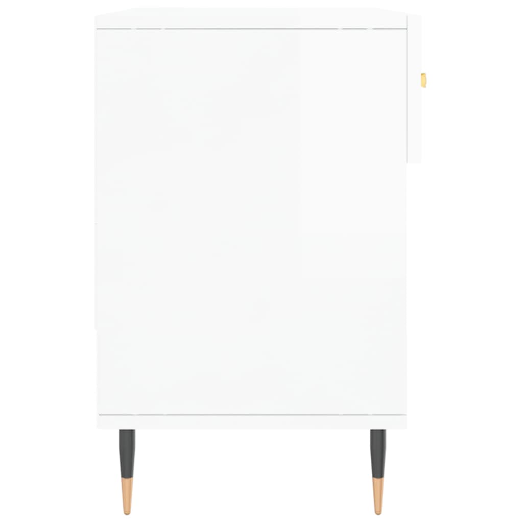 skobænk 102x35x55 cm konstrueret træ hvid højglans