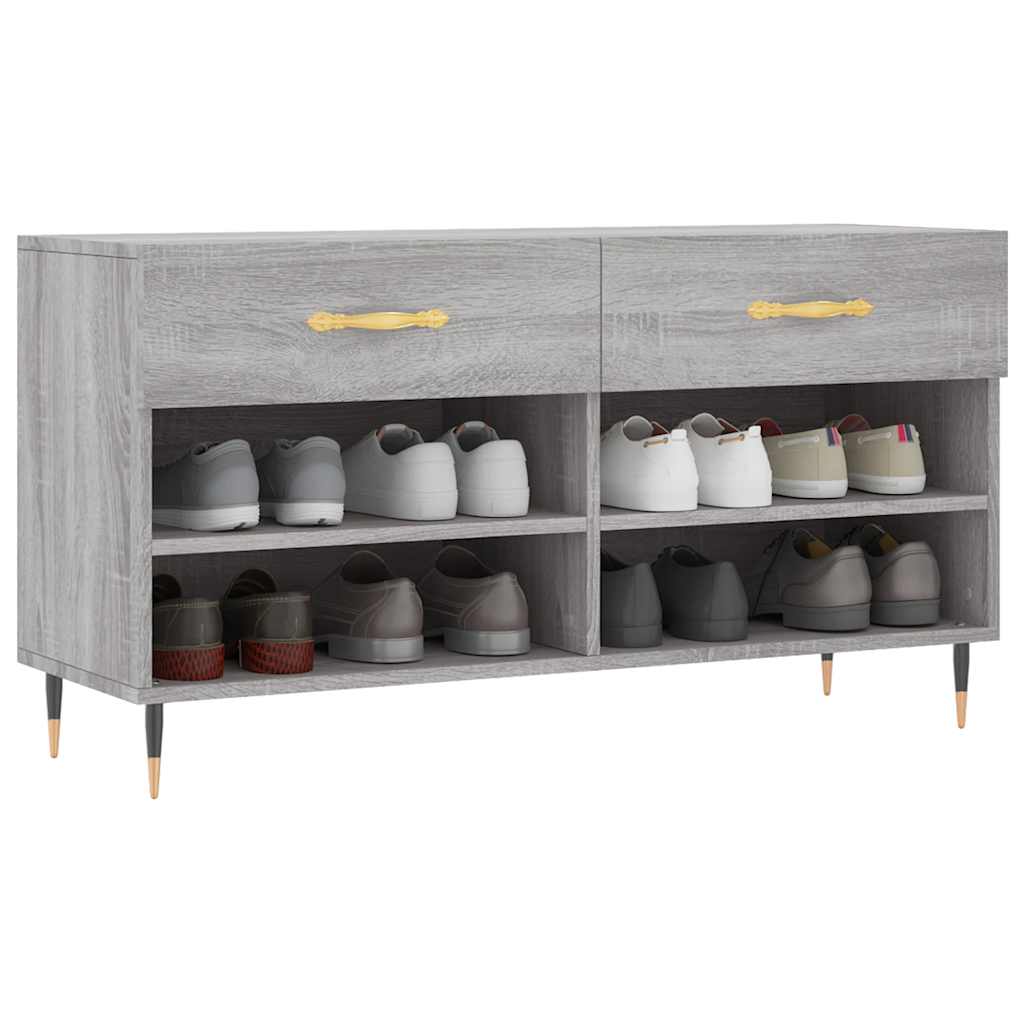 skobænk 102x35x55 cm konstrueret træ grå sonoma-eg
