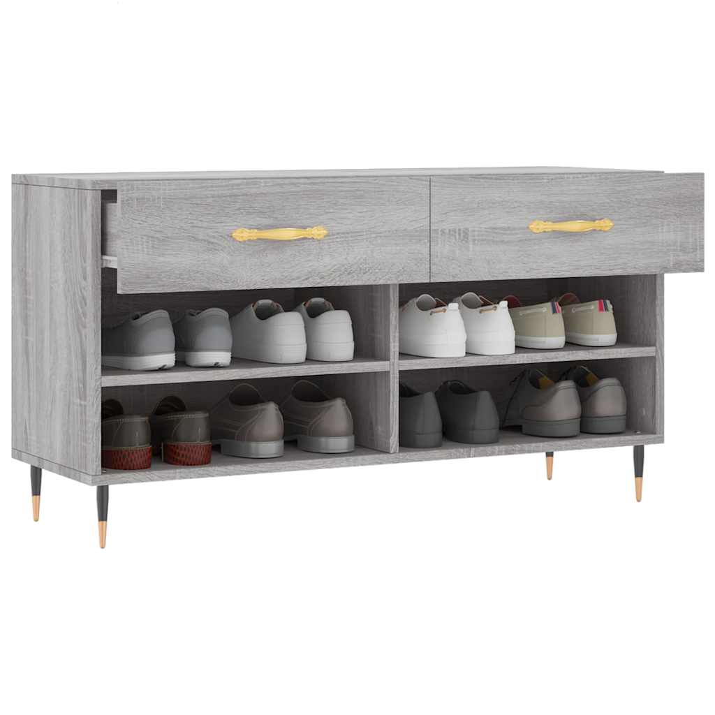 skobænk 102x35x55 cm konstrueret træ grå sonoma-eg