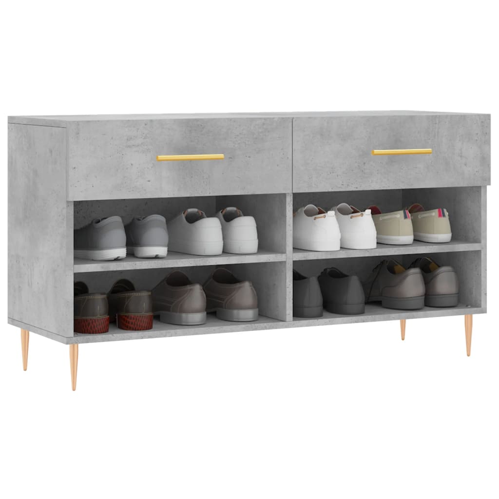 skobænk 102x35x55 cm konstrueret træ betongrå