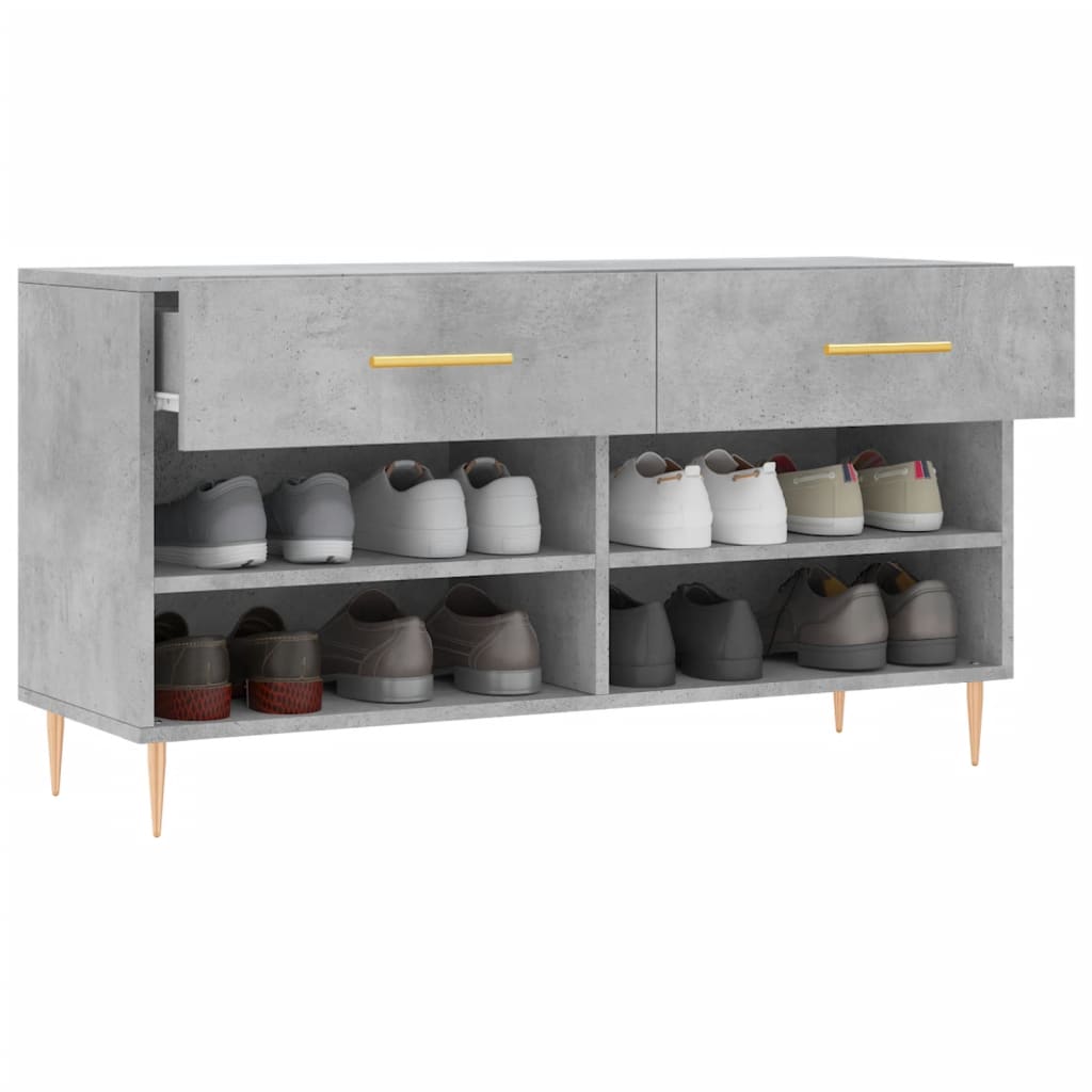 skobænk 102x35x55 cm konstrueret træ betongrå