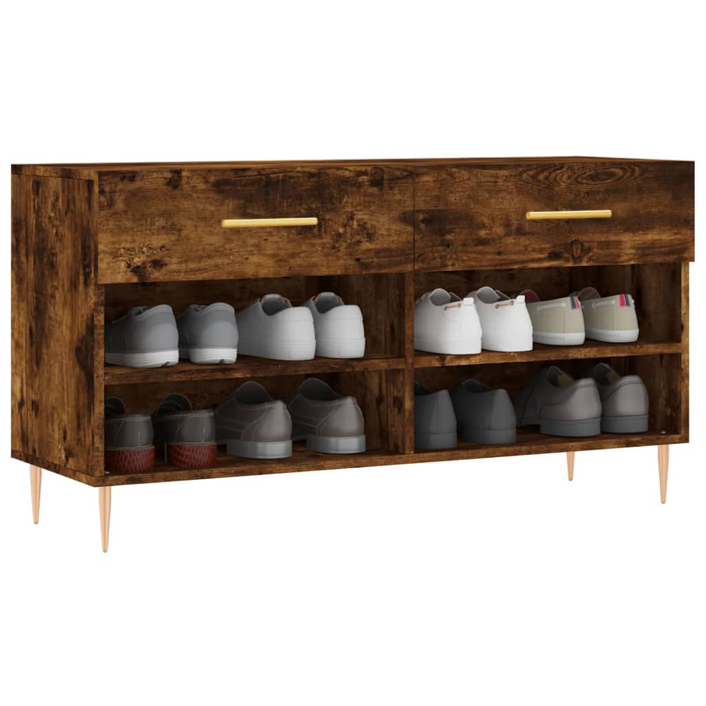 skobænk 102x35x55 cm konstrueret træ røget egetræsfarve