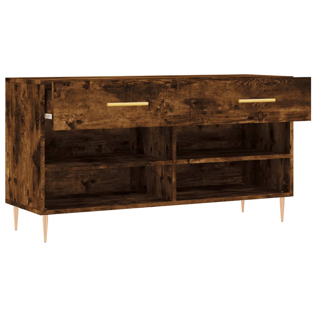 skobænk 102x35x55 cm konstrueret træ røget egetræsfarve