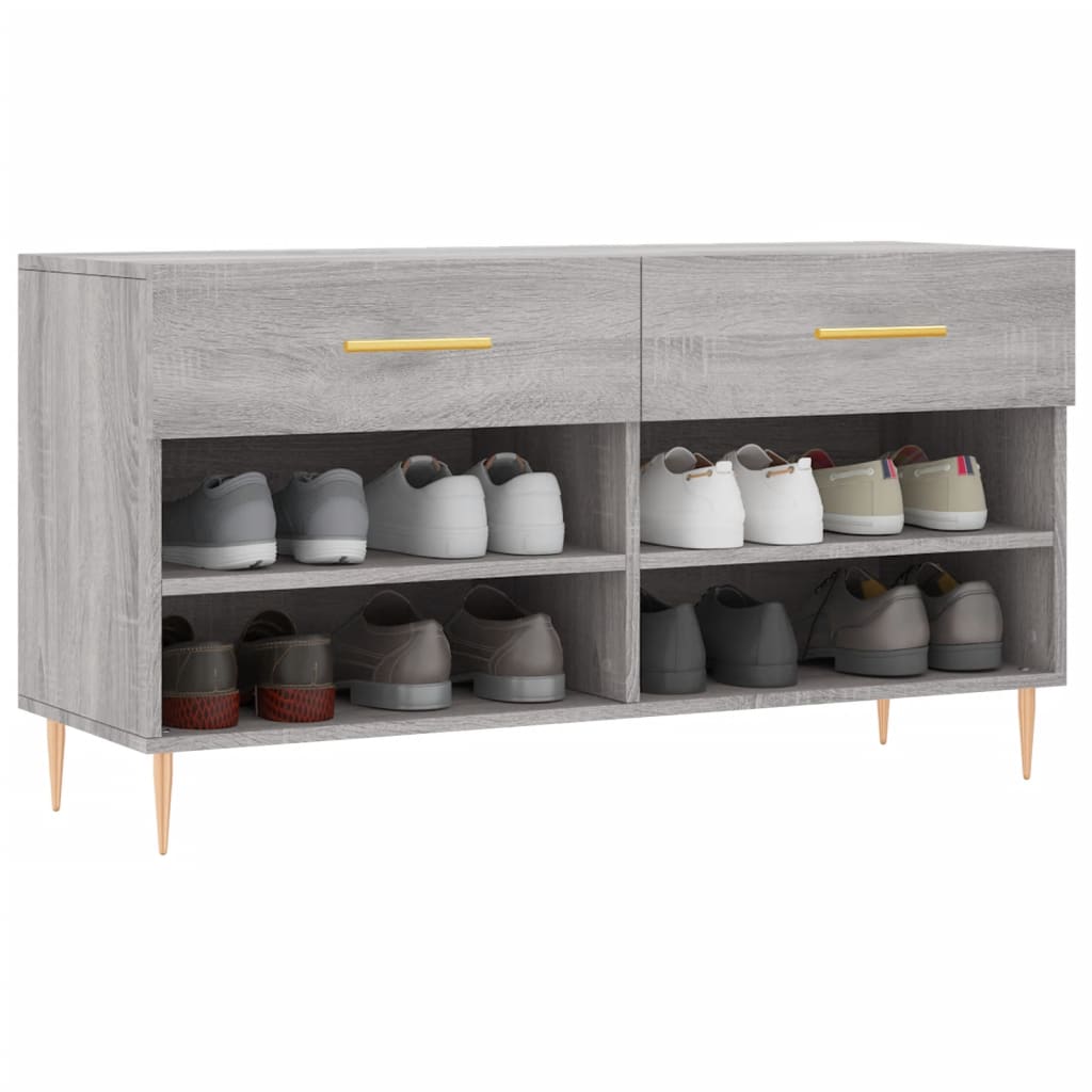 skobænk 102x35x55 cm konstrueret træ grå sonoma-eg