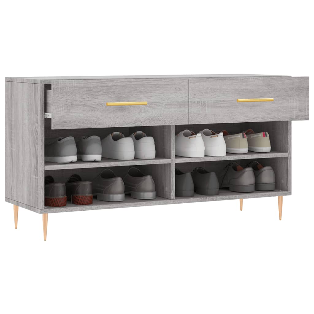 skobænk 102x35x55 cm konstrueret træ grå sonoma-eg