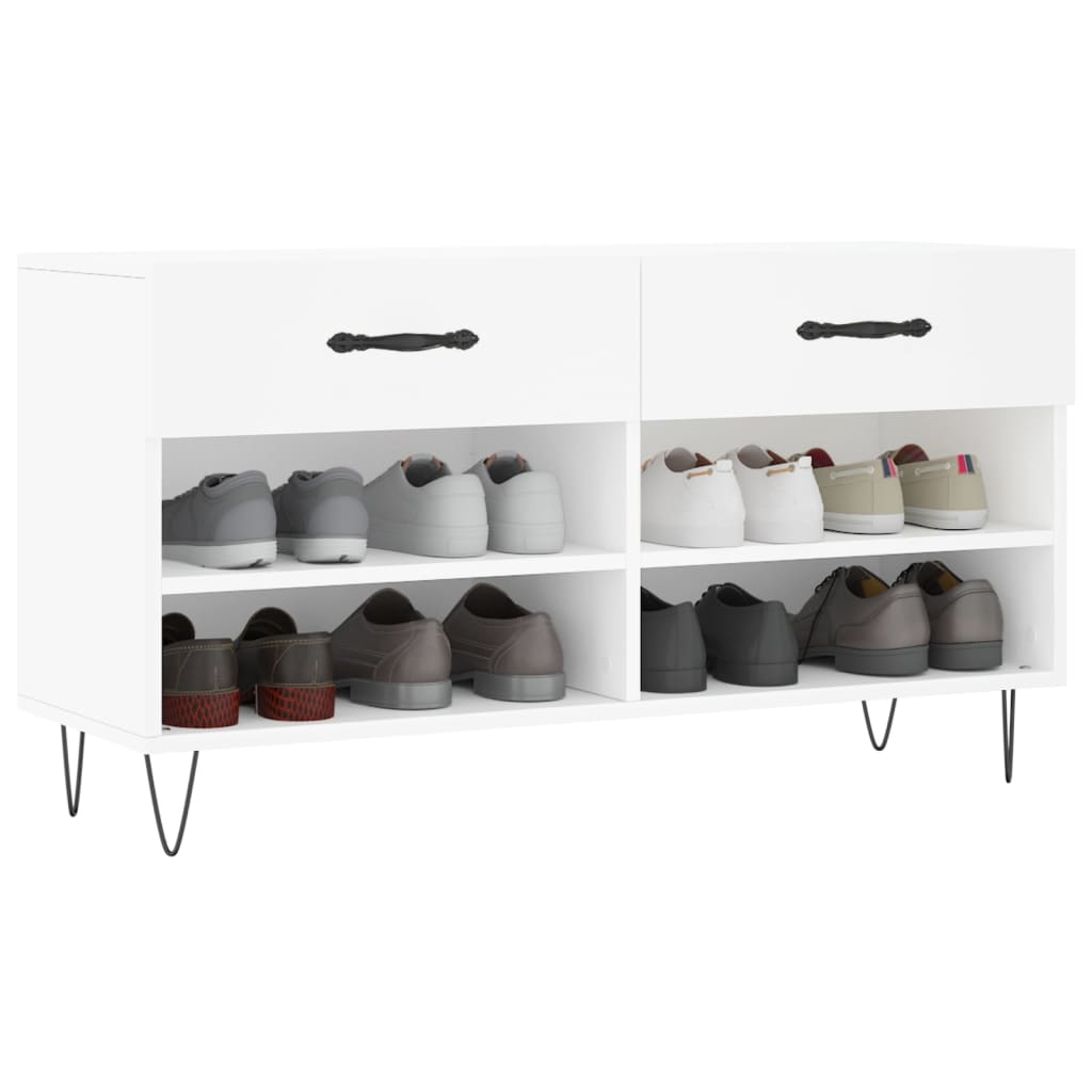 skobænk 102x35x55 cm konstrueret træ hvid