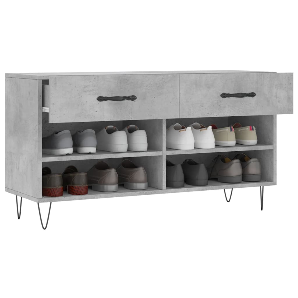 skobænk 102x35x55 cm konstrueret træ betongrå