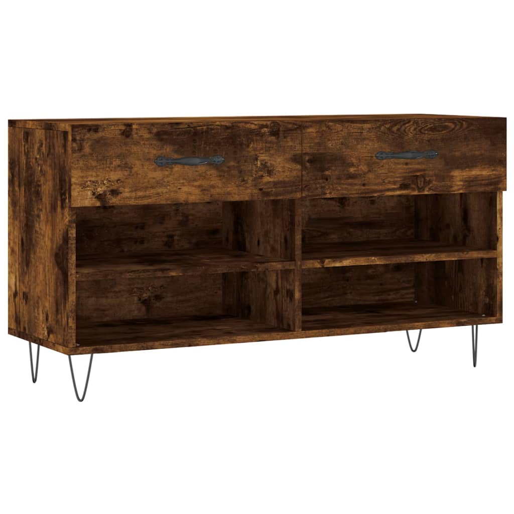 skobænk 102x35x55 cm konstrueret træ røget egetræsfarve