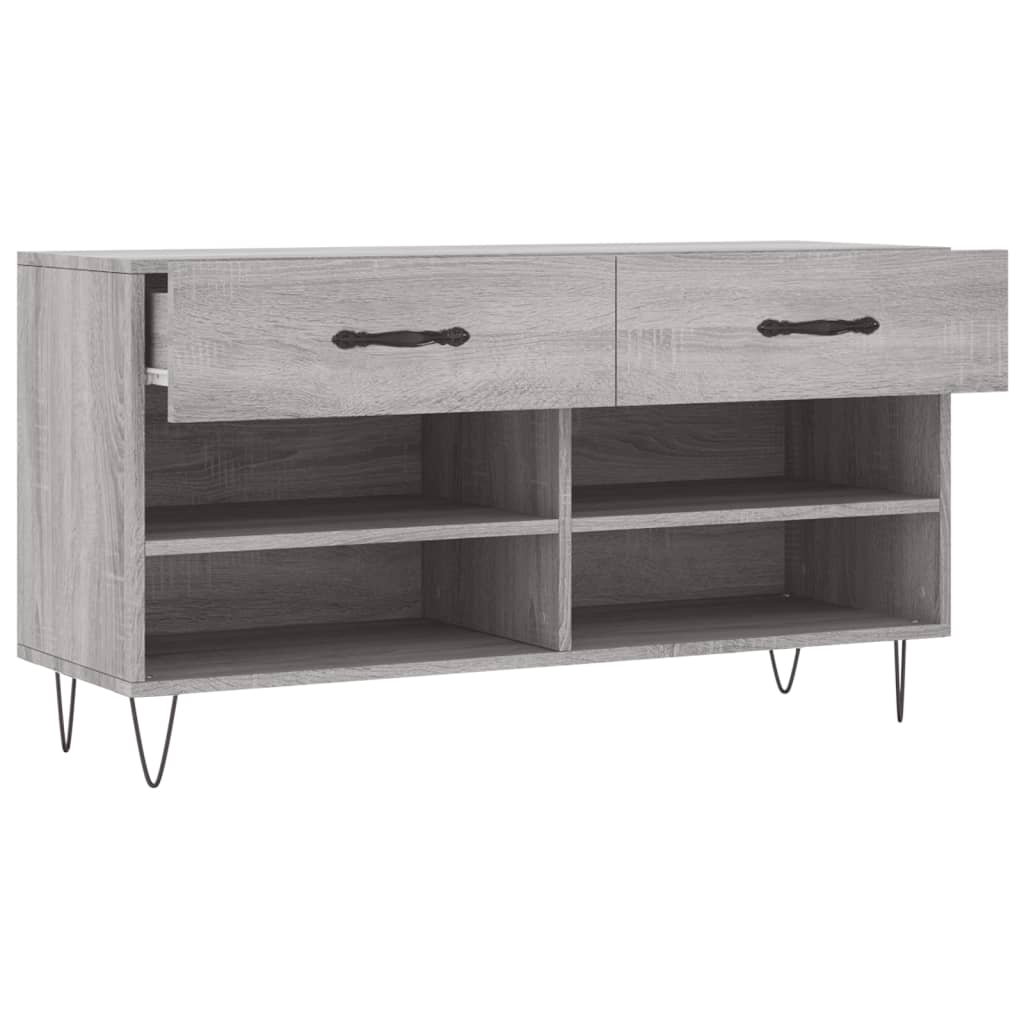 skobænk 102x35x55 cm konstrueret træ grå sonoma-eg