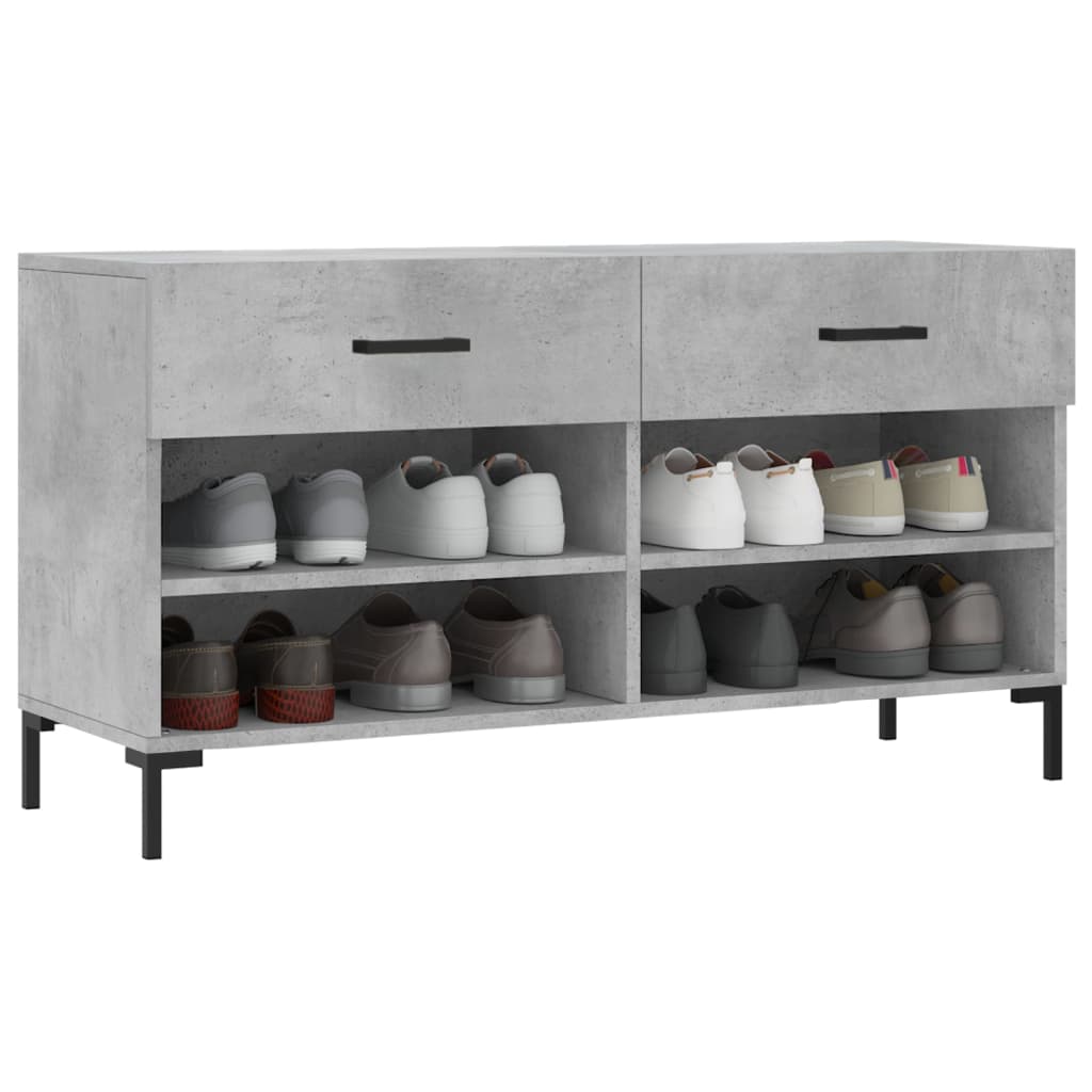 skobænk 102x35x55 cm konstrueret træ betongrå